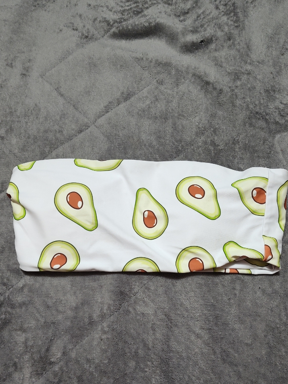 5/$25 SALE Zaful White Bandeau Padded Swimsuit  with Avocado Print